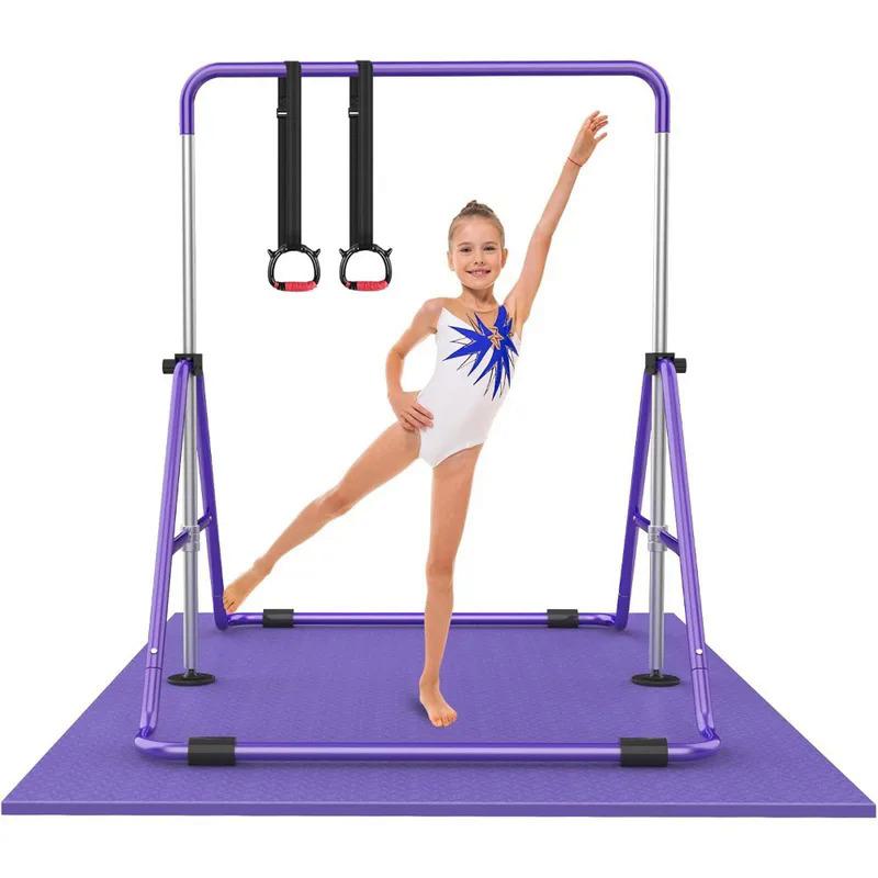 Gymnastic Bars for Kids with Adjustable Height, Folding Gymnastic Training Kip Bar, Junior Expandable Horizontal Monkey Bar