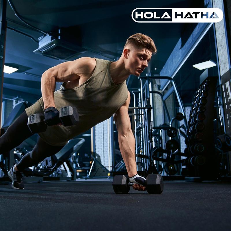 HolaHatha Hexagonal Dumbbell Weight Set with Rack, for Free Hand Strength Training