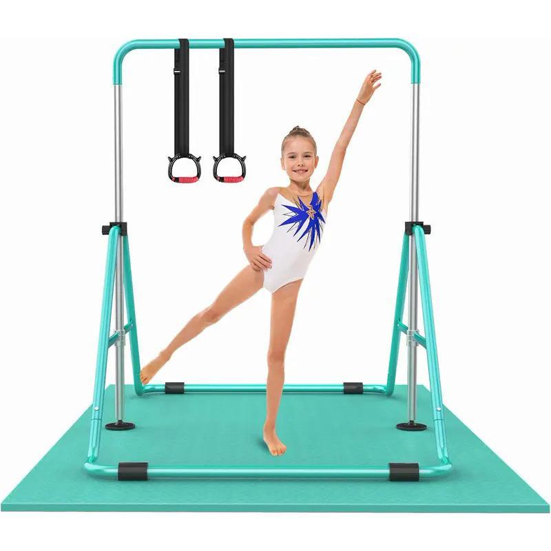 Gymnastic Bars for Kids with Adjustable Height, Folding Gymnastic Training Kip Bar, Junior Expandable Horizontal Monkey Bar