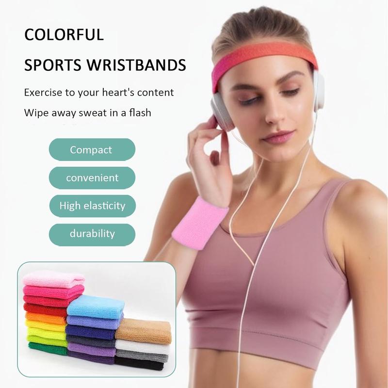 Wristbands Sweatbands for Men & Women, Breathable Tennis Wrist Bands Absorbent  Band Multiuse Wristband for Basketball, Running, Gym, Working Out