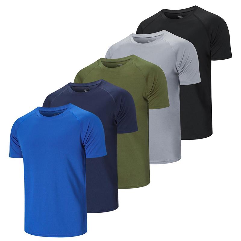 5 3 Pack Running Top Men Casual Shirts Workout Plain Gym Moisture Wicking Active Athletic Short Sleeve T-Shirts