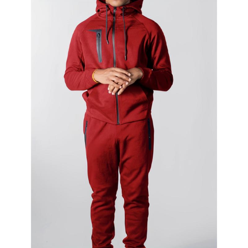 Men's 2-Piece Tracksuit Set - Stylish Zip-Up Hooded Sweatshirt and Matching Joggers - Comfortable Athletic Wear for Running and Fitness