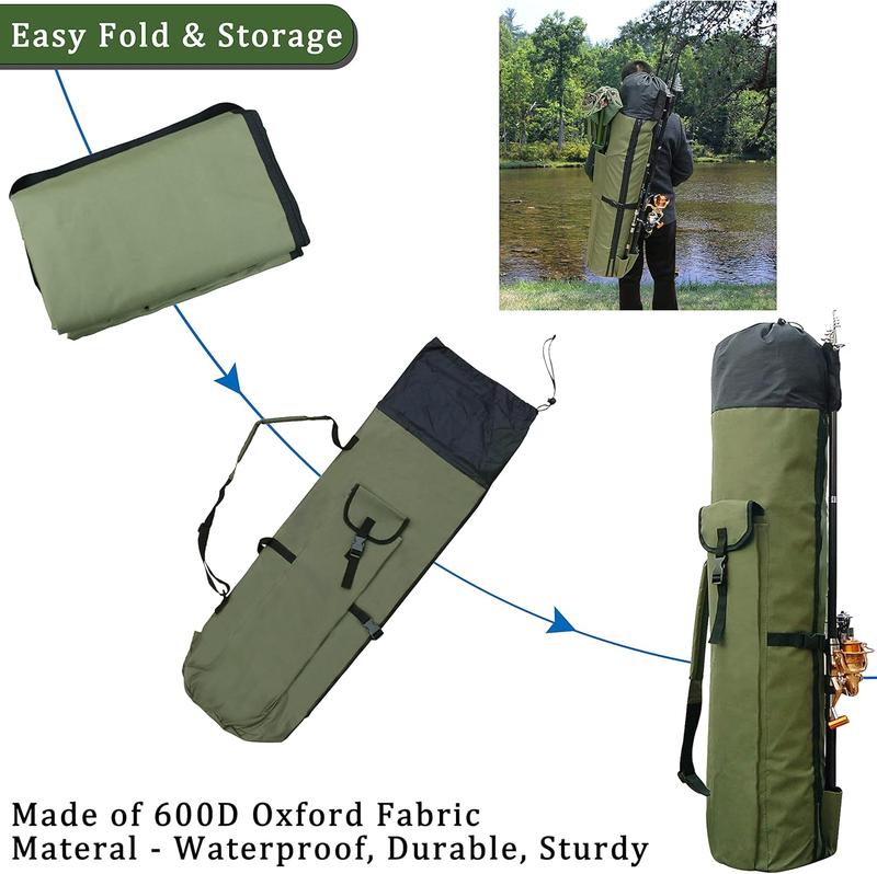 Fishing Rod Carrier Fishing Pole Bag Fishing Rod Case Fishing Bag Fishing Gear Equipment Fishing Rod Bag Travel Carry Case Large Capacity  Fishing Reel Bag Case Fishing Gifts for Men