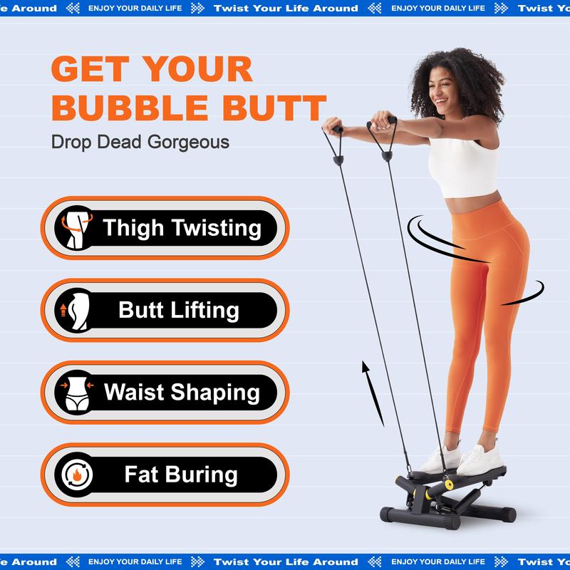 Ziwwvy Steppers for Exercises, Twisting Stepper for butt Lifting with Resistance Bands and 330Lbs Weight for Home and Office Use with LCD Monitor and Dual Hydraulic Fitness System to Sharping waist