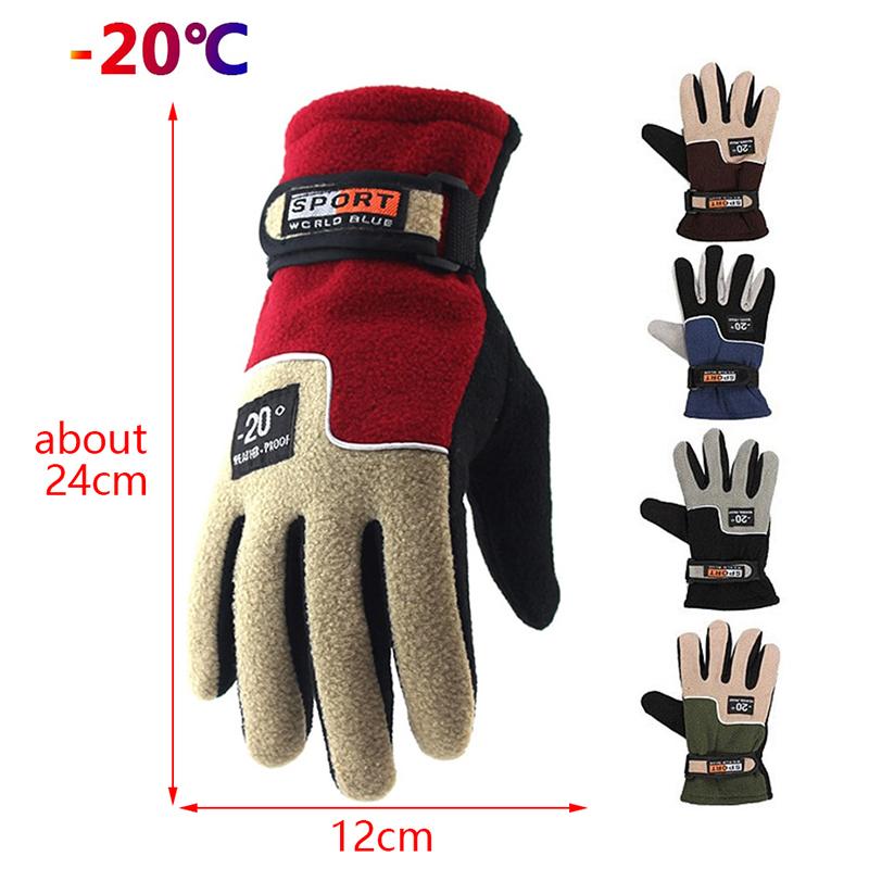 -20℃ Winter Warm Fleece Gloves Men Thermal Cycling Snow Thick Gloves Polar Fleece Mittens For Male Snow Sports Windproof Gloves Coldproof Outdoor Fleece Gloves