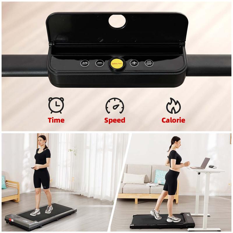 Walking Pad Treadmill with Handrails , Portable Under Desk Treadmill for Home Use, 2-in-1 Walking Pad for Home and Office,265 lbs Capacity, Adjustable Speed, Powerful Quiet Motor, Multiple Modes,Equipped with a Remote Control.