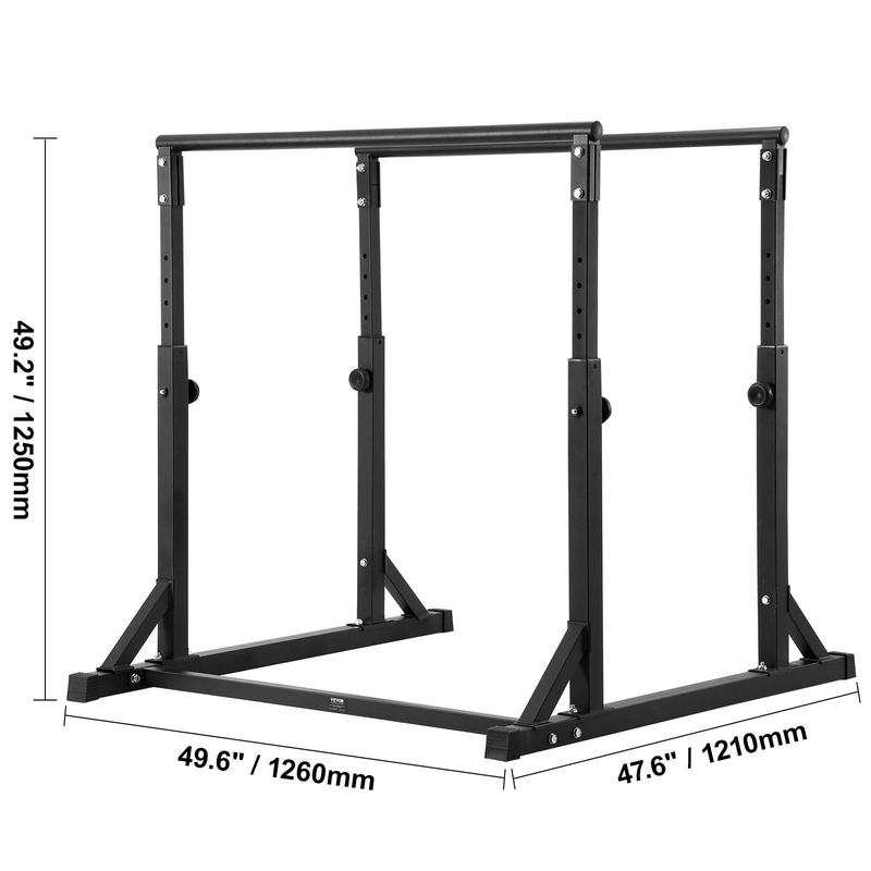 VEVOR Dip Bar, 800 lbs Capacity, Heave Duty Dip Stand Station with Adjustable Height, Fitness Workout Dip Bar Station Stabilizer Parallette Push Up Stand, Parallel Bars for Strength Training Home Gym