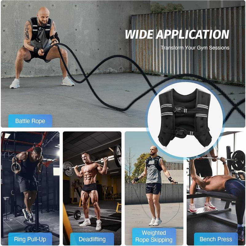 ZELUS Weighted Vest, 6lb 8lb 12lb 16lb 20lb 25lb 30lb Weight Vest with Reflective Stripe for Workout, Strength Training, Running, Fitness, Muscle Building, Weight Loss, Weightlifting