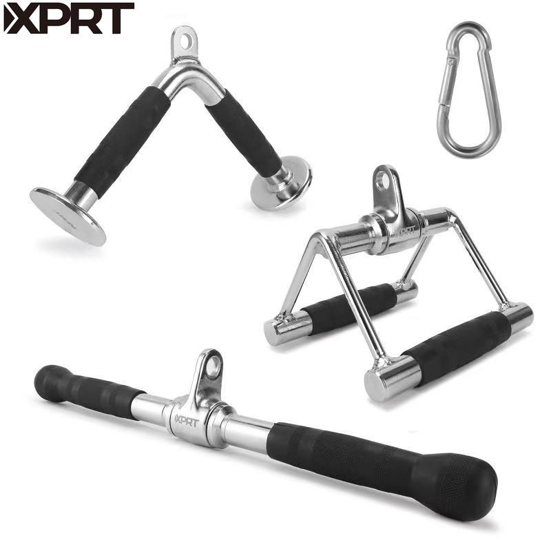 XPRT Pull Down Attachment Set of 3 W BAR - Cable Machine Accessories for Home Gym - Made of Heavy Duty Solid Steel- V Handle+V Shaped Bar+ Straight Bar