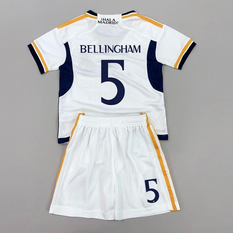 24 Season Madrid Home Jersey Children'S Football Uniform Set No. 5 Bellingham Fan Version White Classic Jersey