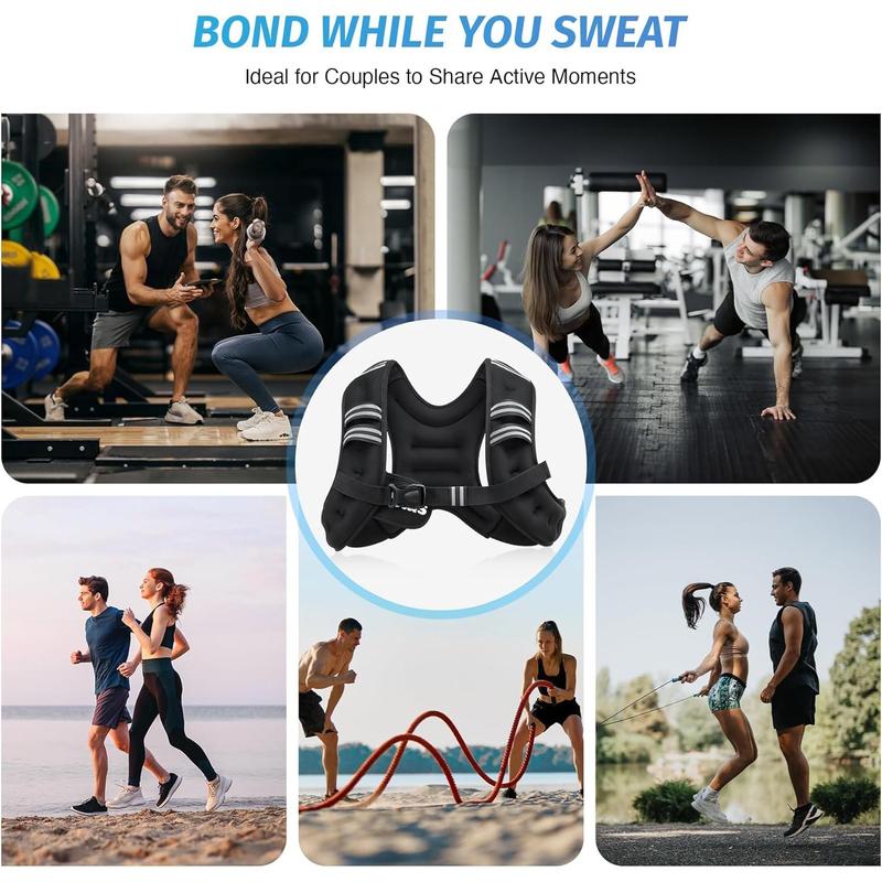 Weighted Vest, 6lb 8lb 12lb 16lb 20lb 25lb 30lb Weight Vest with Reflective Stripe for Workout, Strength Training, Running, Fitness, Muscle Building, Weight Loss, Weightlifting