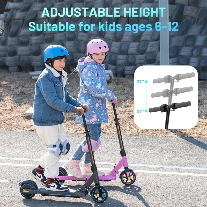 Scooter for Ages 6-12, 150W Motor Max Speed 9.3 MPH, 5 Miles Range, Colorful LED Lights, Foldable scooter