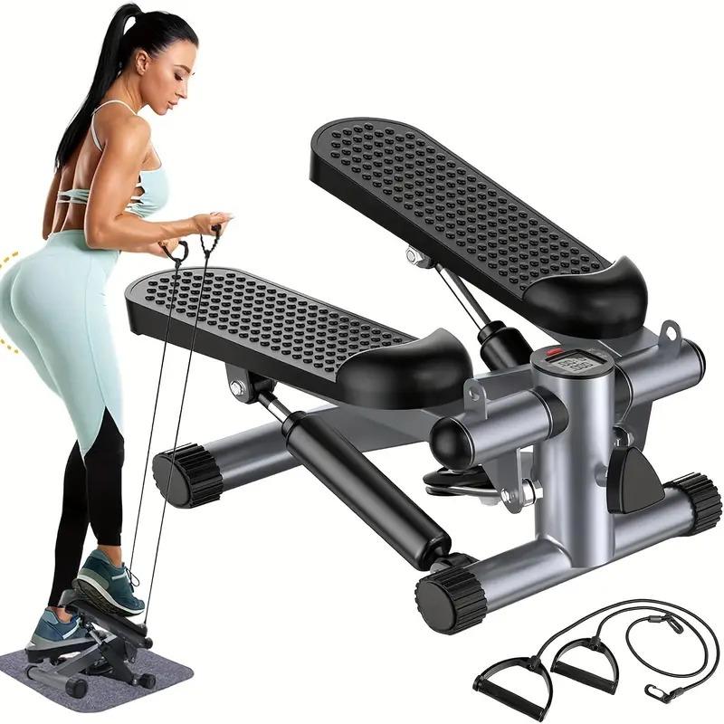 Hydraulic Mini Stair Stepper with Resistance Bands - Whole Body Workout, Exercise Equipment, LCD Moniter - Ideal For Loss Weight and Get Smart & Slim