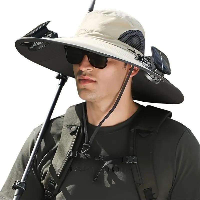 Seasonal Specials - Wide-Brimmed Solar Fan Outdoor Fishing Hat, Solar and USB Charging, Long Battery Life Windy Fan Hat