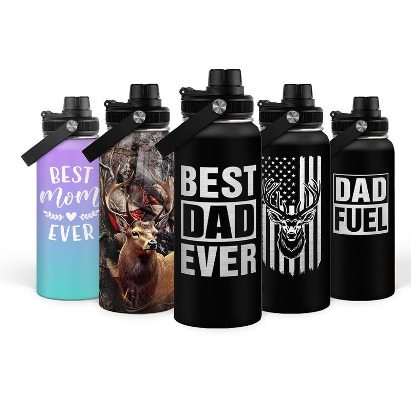 SANDJEST 32oz Water Bottle Stainless Steel Insulated Bottles with Straw and Carry Loop, Sports Water Bottle, Leak-proof Travel Mug for Outdoor Camping