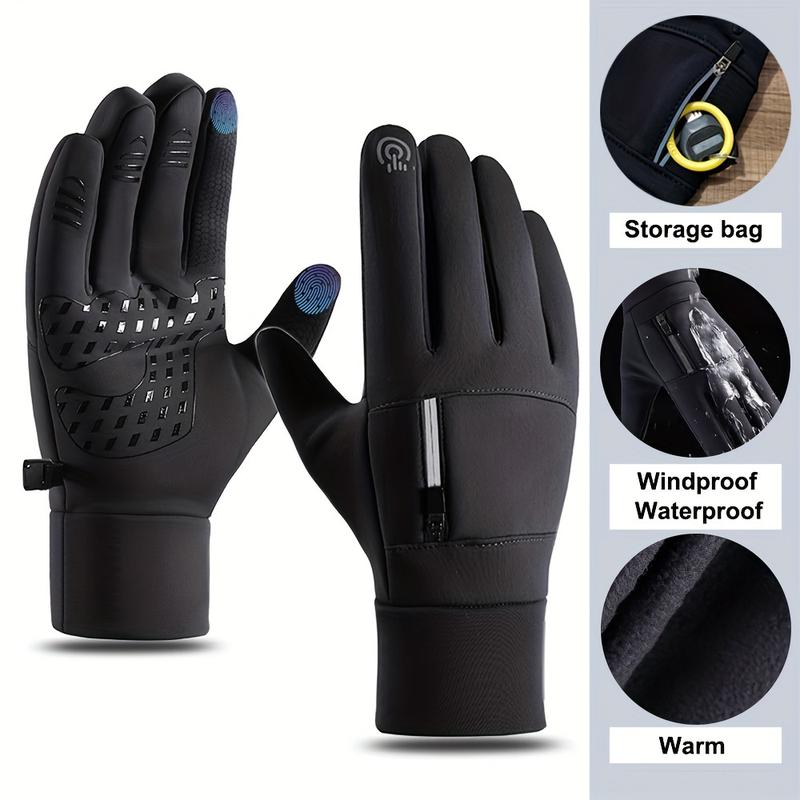 Men's Winter Outdoors Warm Gloves, Windproof and Waterproof Touch Screen Gloves, Non-Slip Cold-Proof Gloves, Suitable for Outdoor Running, Cycling, Skiing, Fishing and Driving