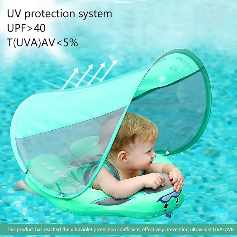 Baby Swimming Float With Canopy Inflatable Infant Floating Ring Kids Swim Pool Accessories Circle Bathing Summer Toys SPU