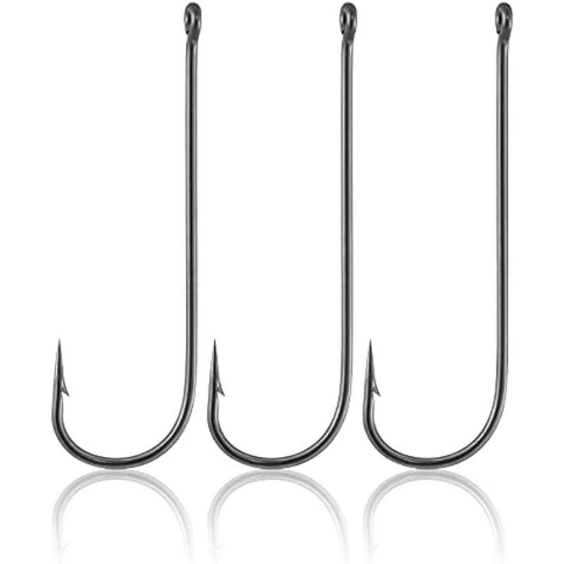 Long Shank Fishing Hook, 100pcs set Light Wire High Carbon Steel Freshwater Fishing Tackle for Trout Bass Catfish, Leisure & Outdoor Recreation Equipment