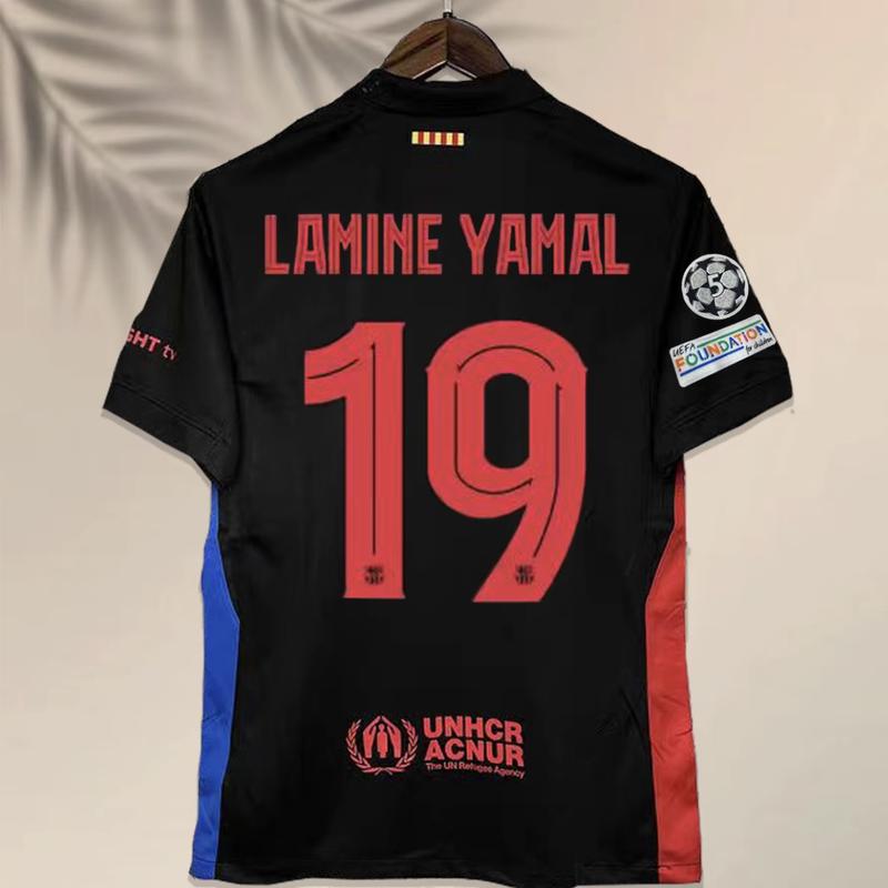 24-25 Season Barcelona Away Soccer jersey Men's Sports T-Shirt Yamal and No.10 MessiJersey Customized Name and Number