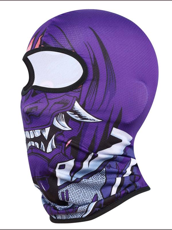 Unisex's Cartoon Print Full Face Mask, Breathable Sun Protection Cycling Face Mask, Sports & Outdoor Hat for Men & Women