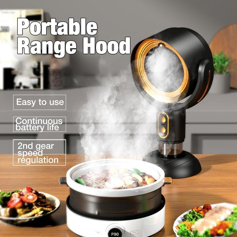 Portable Range Hood with 2 Speed Exhaust Fan,Removable and washable Filter, Large Oil Collection Cup,Wireless Desktop Kitchen Range Hood for Indoor BBQ,Hot Pot Camping Trips Home