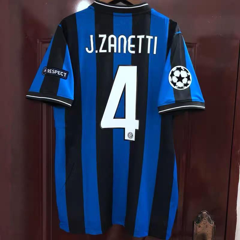 0910 Inter home Champions League edition kit Zanetti SnedeMilito Long sleeve retro football kit men