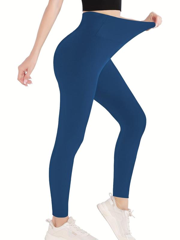 Women's High Waist Solid Crop Leggings, Casual Comfy Skinny Pants for Yoga Gym Workout, Women's Bottoms for All Seasons