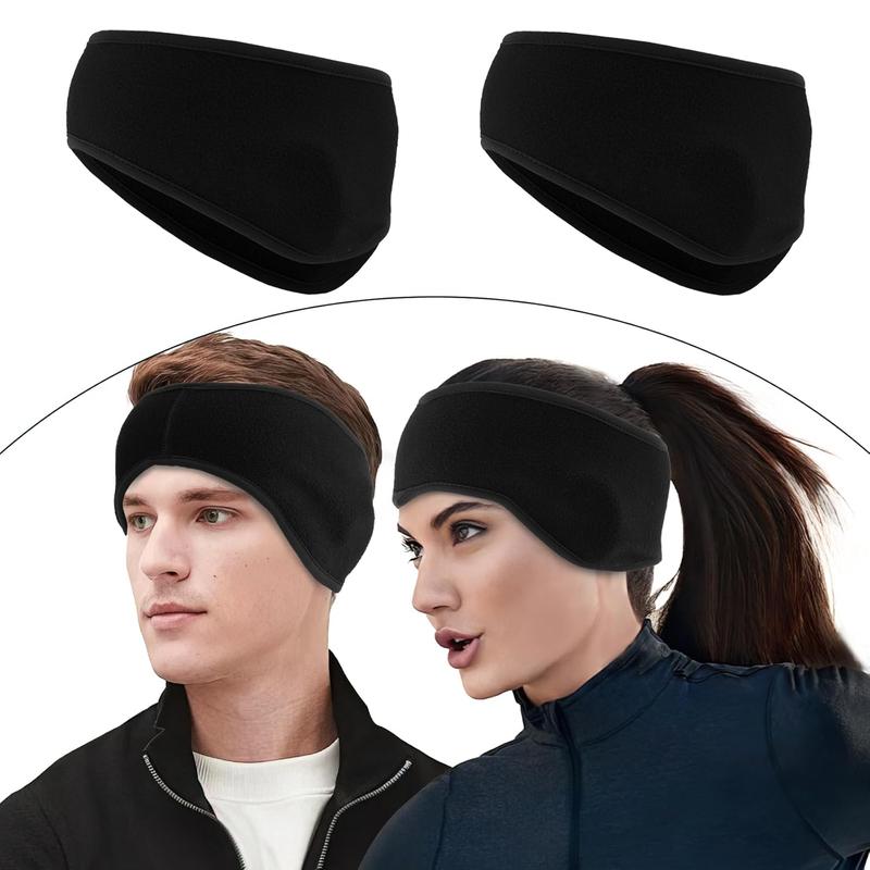 Black Fleece Fleece Ear Warmers Headbands for Winter Sports: Running, Cycling, Hiking, Skiing - Thick and Black for Women and Men