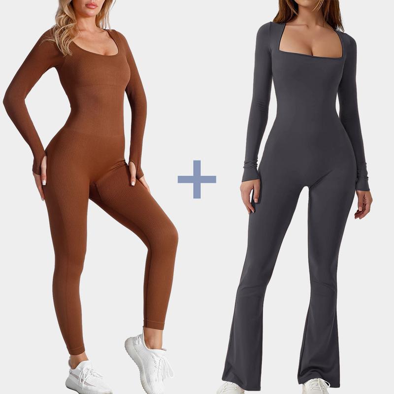 GQF Long Sleeve Women Yoga Jumpsuits+Tops Bell Bottoms 3306+3311  [comfort shaping sculpting confidence-boosting belly control bodysuit and tracksuit shapewear]