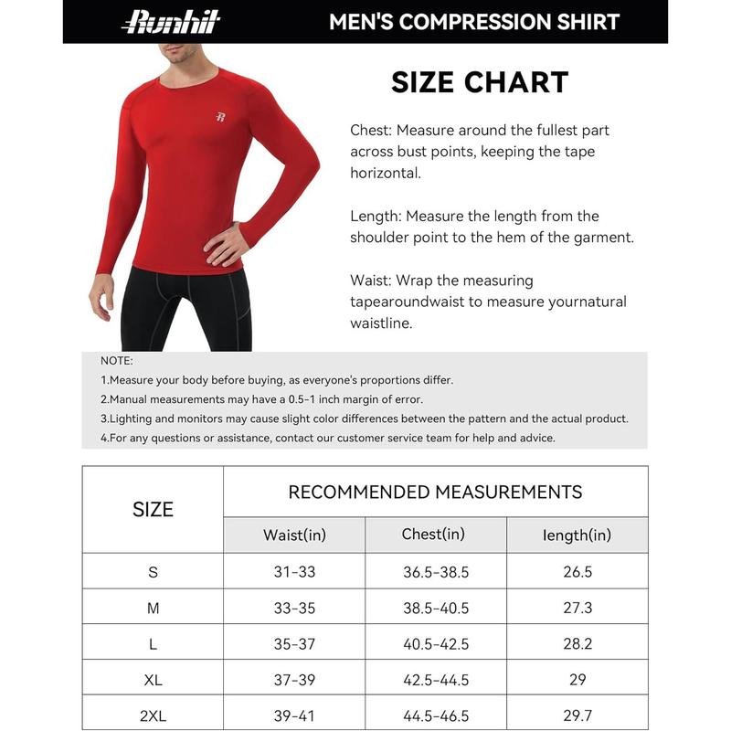 Long Sleeve Compression Shirts for Men, UPF 50+ Men's Compression Shirts, Running Athletic Workout Base Layer