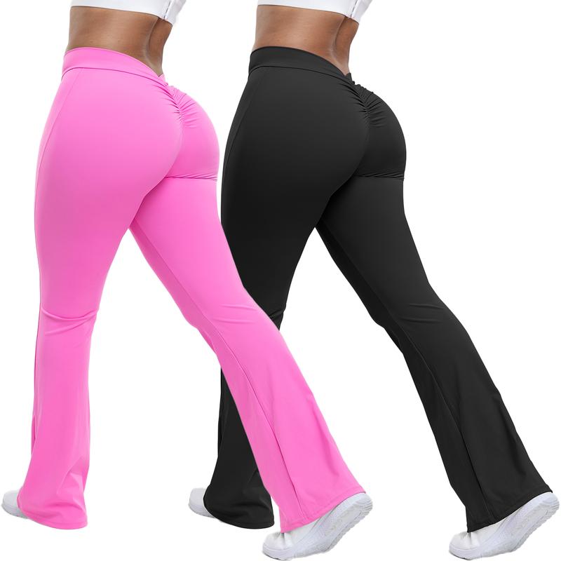 Daze V Back Scrunch Flare Leggings for Women, High Waist Sports Pants with Butt Lifting and Gym Fit