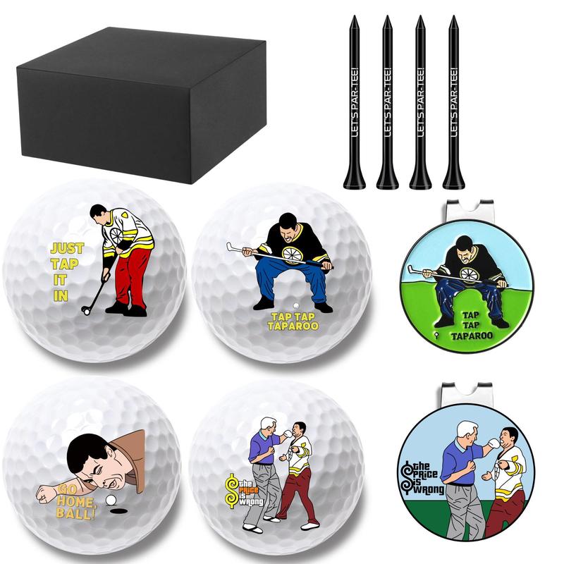 Funny Golf Ball Set, Including 4 Golf Balls, 4 Tees & 2 Markers, Golf Accessory for Men, Perfect  Game  Gifts for Golf Lovers, Christmas Gift