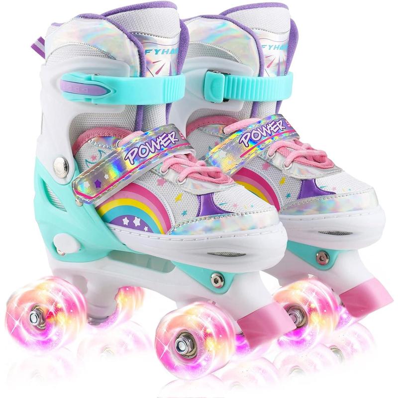 Roller Skates for Girls    Beginners, Adjustable 4 Sizes Roller Skates for Adult and Youth with All Light Up Wheels, Patines para ninas for Outdoor Indoor