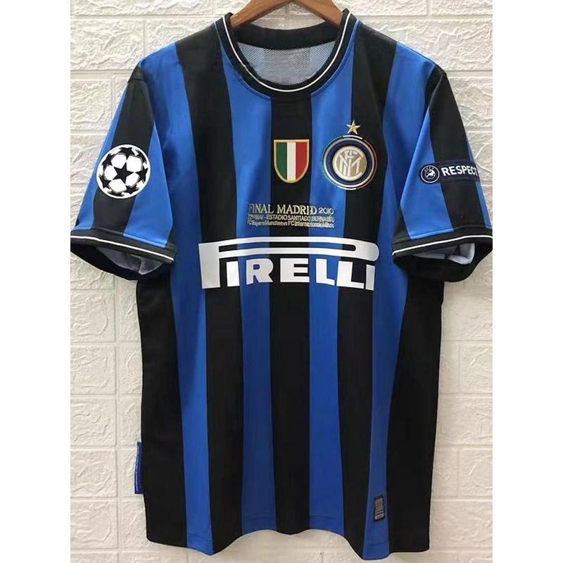 0910 Inter home Champions League edition kit Zanetti SnedeMilito Long sleeve retro football kit men