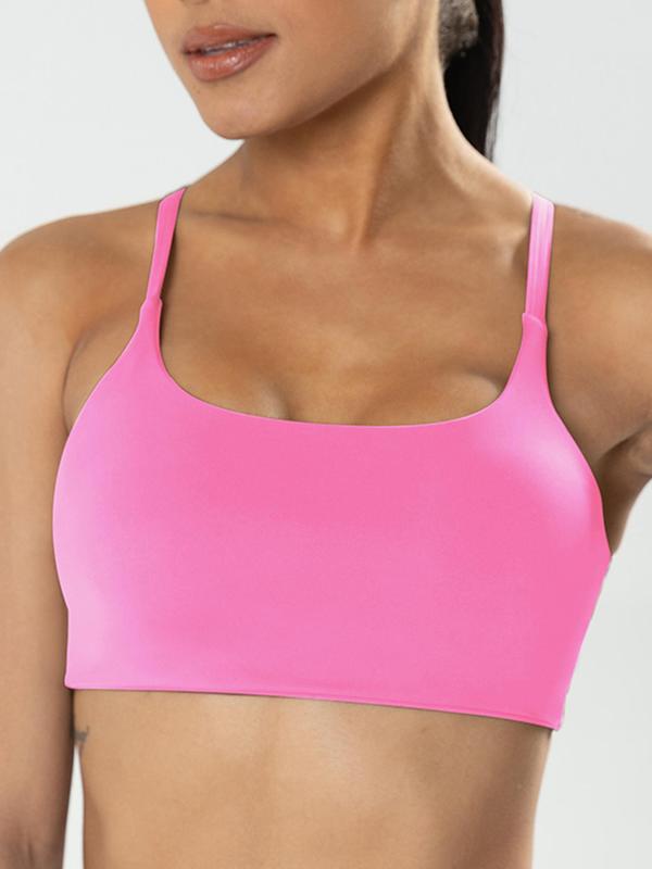 Women's Criss Cross Backless Sports Bra, Solid Color High Stretch Seamless Wireless Yoga Bra, Ladies Sportswear Clothing for Indoor Outdoor Wear