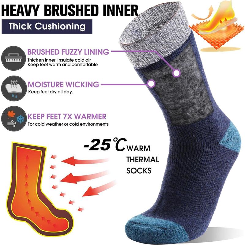 3 Pairs rmal Warm Socks for Men & Women Thick Winter Extra Warm Insulated Boot Ski Socks for Cold Weather