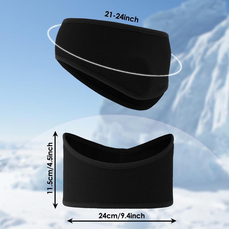 Black Fleece Fleece Ear Warmers Headbands for Winter Sports: Running, Cycling, Hiking, Skiing - Thick and Black for Women and Men