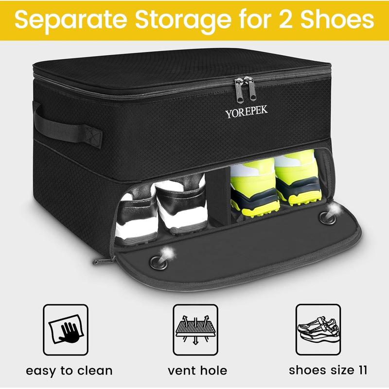 YORE 2 Layer Golf Trunk Organizer, Waterproof Car Golf Locker with Separate Ventilated Compartment for 2 Pair Shoes, Golf Trunk Storage for Balls, Tees, Clothes, Gloves, Accessories, Golf Gifts