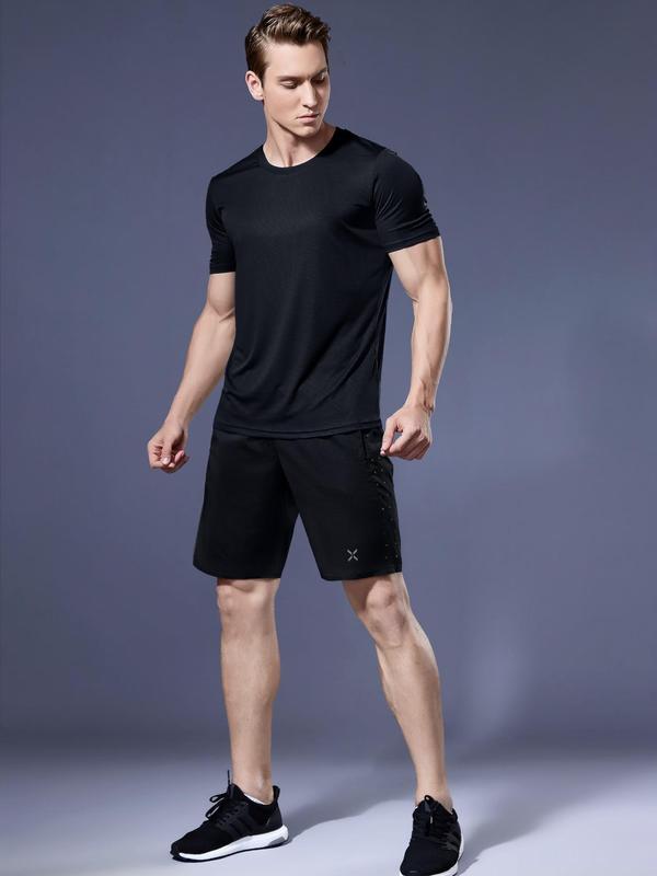 Men's Sports Tees, Breathable & Thin Quick Dry Solid Crew Neck Short Sleeve Loose Fit Fitness T-shirt, Men's Sportswear Clothing