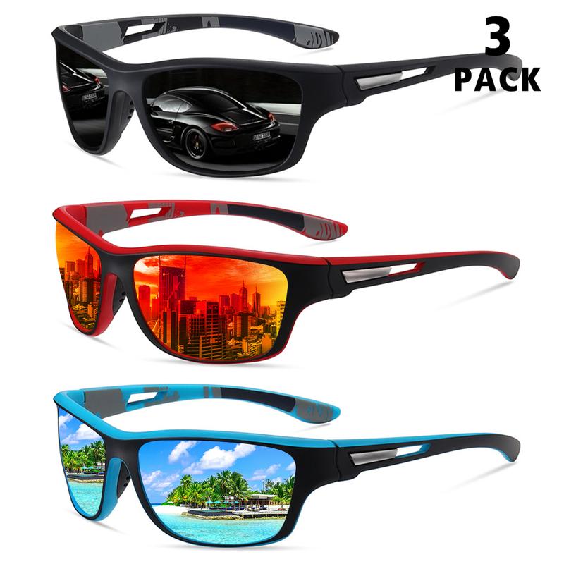 3pair Polarized Sports Sunglasses for Men Cycling Running Fishing Driving Baseball UV Protection Men Glasses glass for 3pairs sime plastic knife sunglass cool sunglasses sunshades stylish eyewear square sunglass Polarized Square