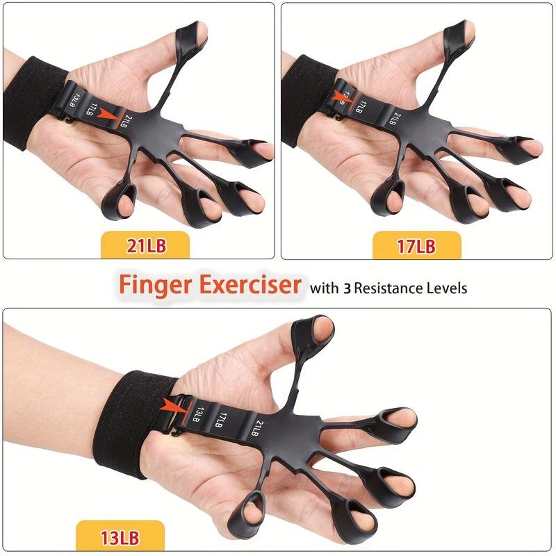 5pcs Hand Grip Strengthener Set - Includes R-Shaped Exerciser, Finger Trainer, Stretching Band, Grip Ball & Ring for Daily Workouts and Relax - Durable ABS, Black