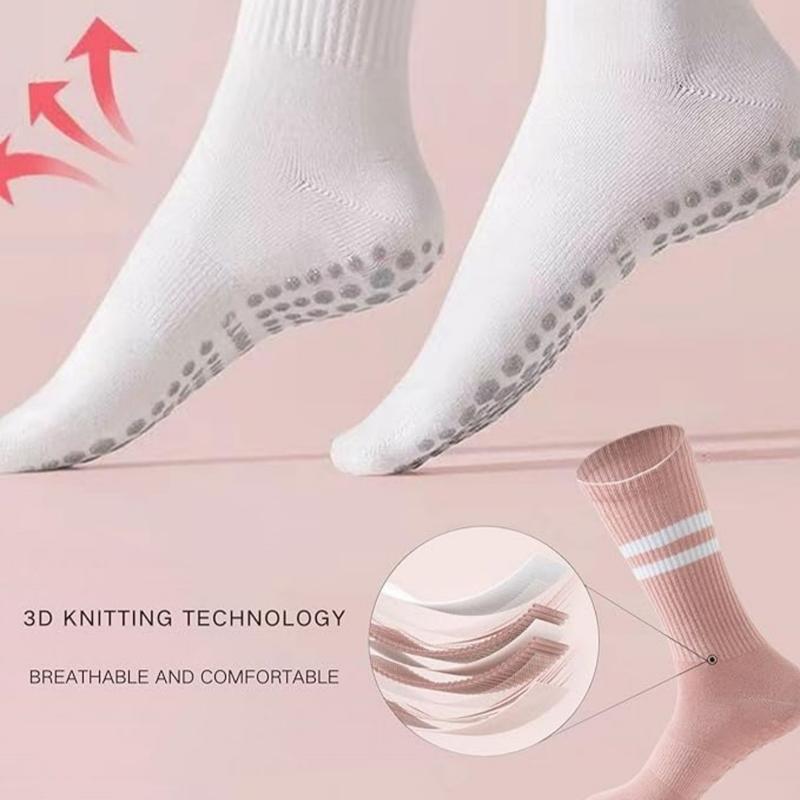 3 pairs of ladies Pilates garter grip socks, pure ballet grip socks, suitable for yoga, ballet, dance, barefoot workout, gym, hospital, home Non Slip