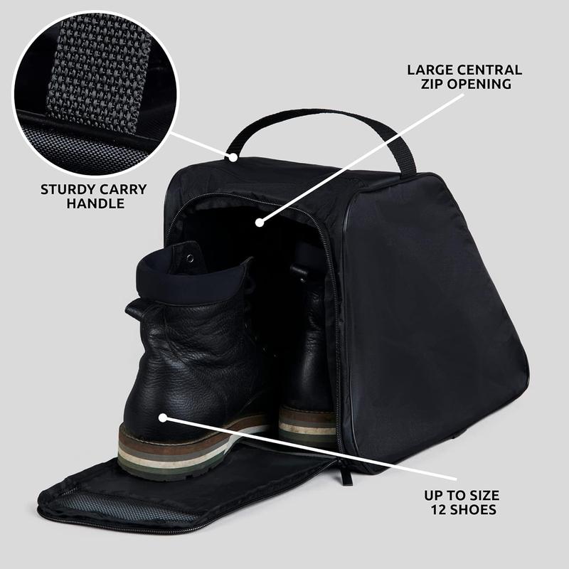 Black Water Resistant Boot Bag Ideal for Work Boots, Walking Boots, Hiking Boots Or Rugby Soccer Boots