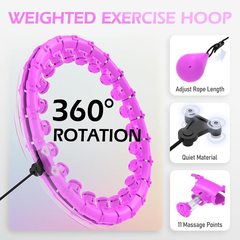 Weighted Hula Circle for Adults Weight Loss, Infinity Fitness Hoop Plus Size 51 Inch with Sweat Belt, Include 27 Detachable Links and Waist Trainer for Women