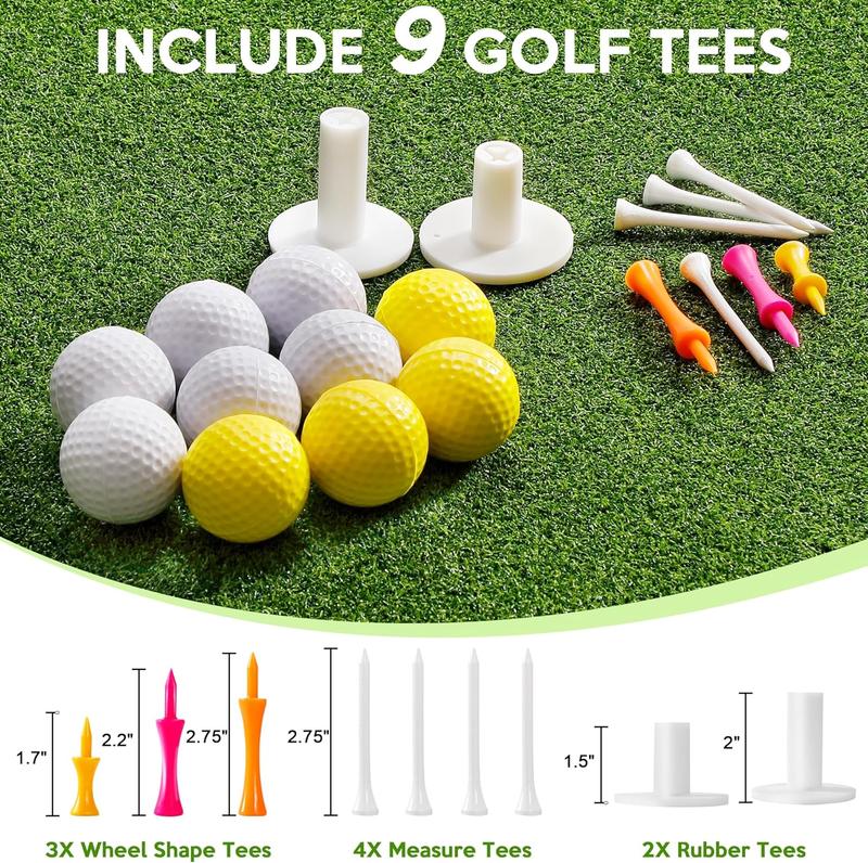 Golf Mat - 5x4ft 26MM 31MM Golf Hitting Mats Practice Outdoor Indoor, Golf Turf Practice Mat with 10 Golf Balls,9 Golf Tee for Backyard Driving Chipping Training - Gifts for Men Golf Lovers