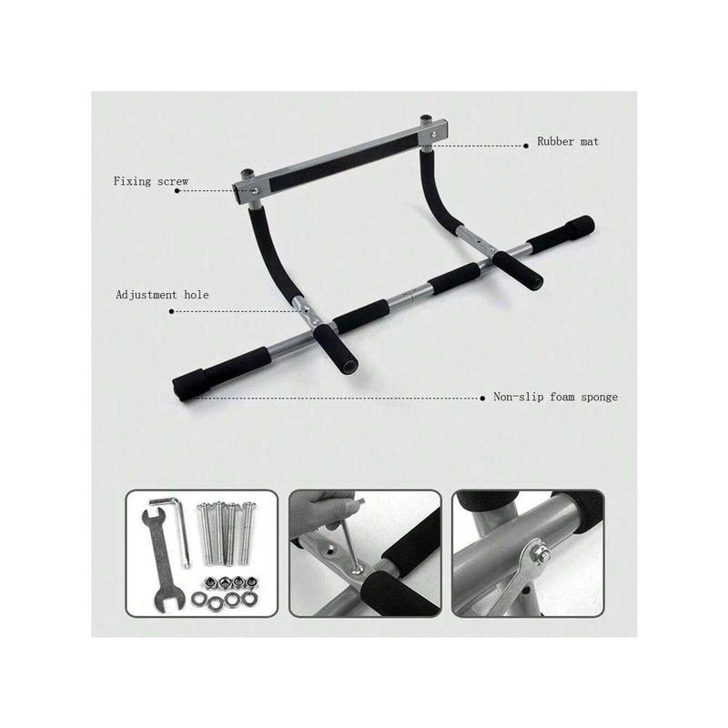 Steel Pull Up Chin Up Bar Adjustable Power Black For Pull Up In Home Gym