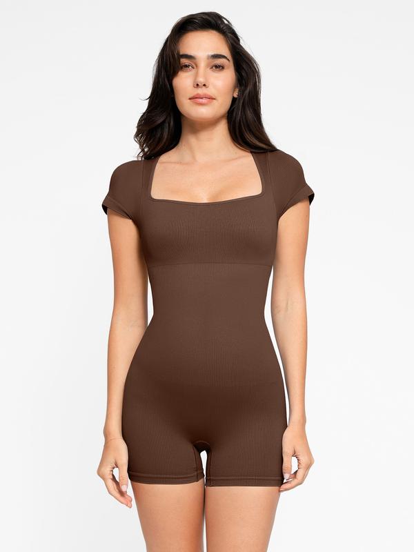 Popilush Seamless Ribbed Shapewear Sport Romper