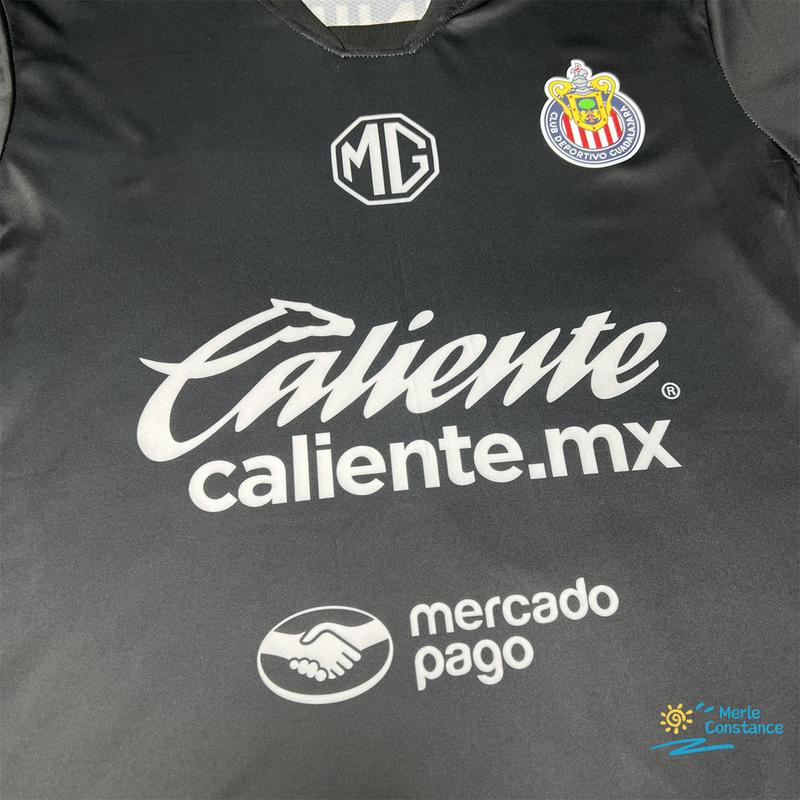 2425 Chivas CD Guadalajara Home Jersey Vintage Mexico Black Stripe Short Sleeve Top Football Jersey LIGAMX