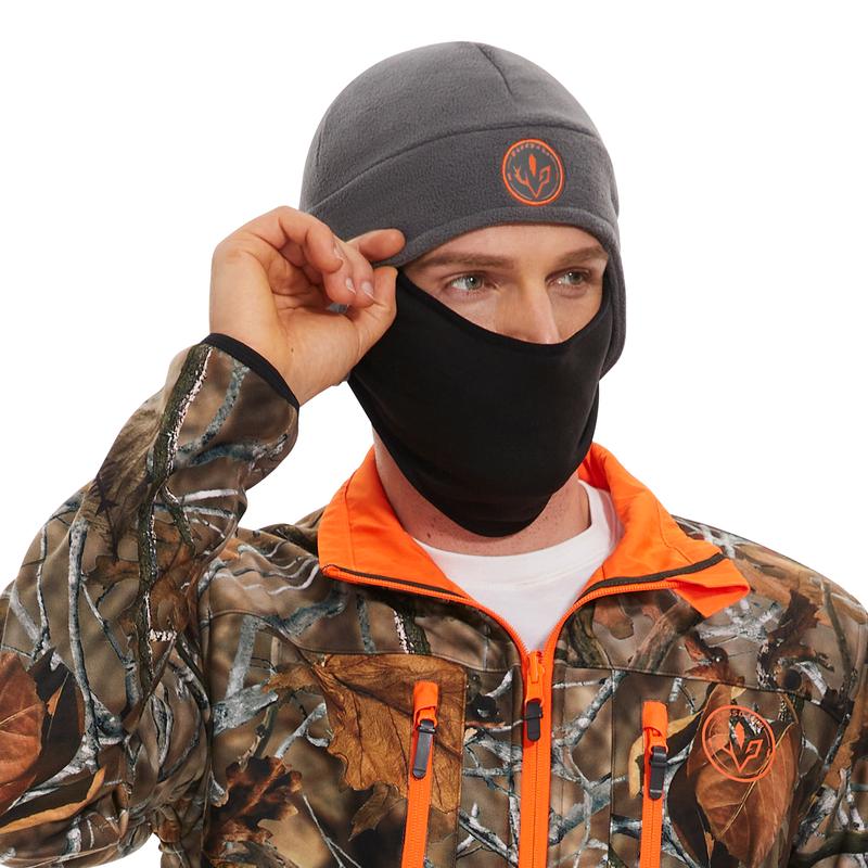 BASSDASH Soft Fleece 2-in-1 Hat with Ski Mask Ear Flap Fishing Hunting Beanie for Men Women Cold Weather