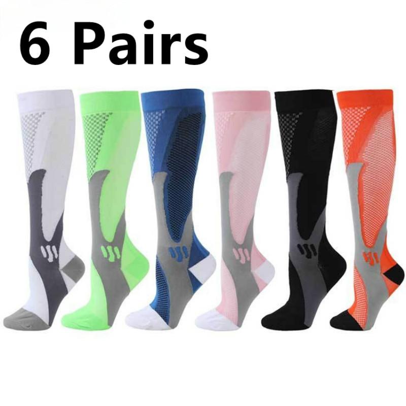 2 3 4 5 6 Pairs Running Compression Socks 20-30 mmHg Men Women Socks Marathon Cycling Football Varicose Veins High quality xxl